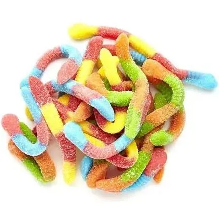 Manufacturer Wholesale Halal OEM Hot Sell Sour Worm Three Color Gummy Candy