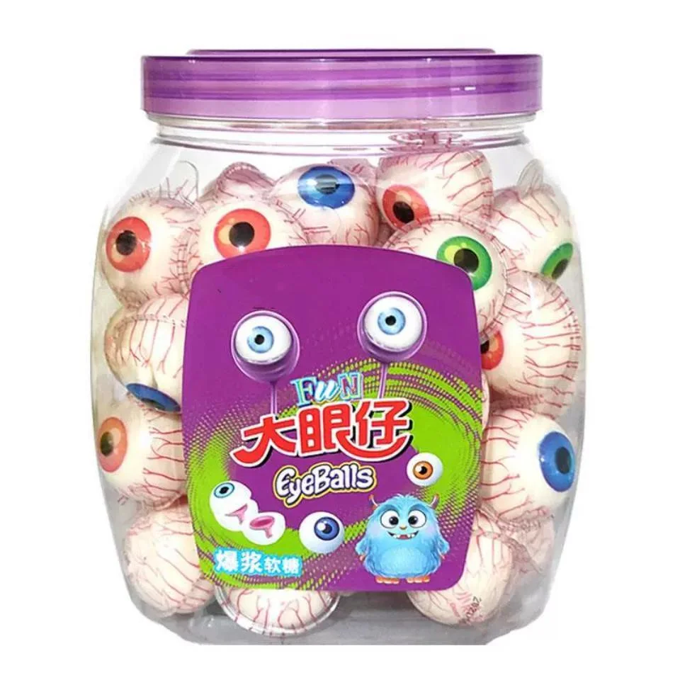 Manufacturer Wholesale Halal OEM Hot Sell Eyeball Shaped with Jam Filled Halloween Gummy Candy