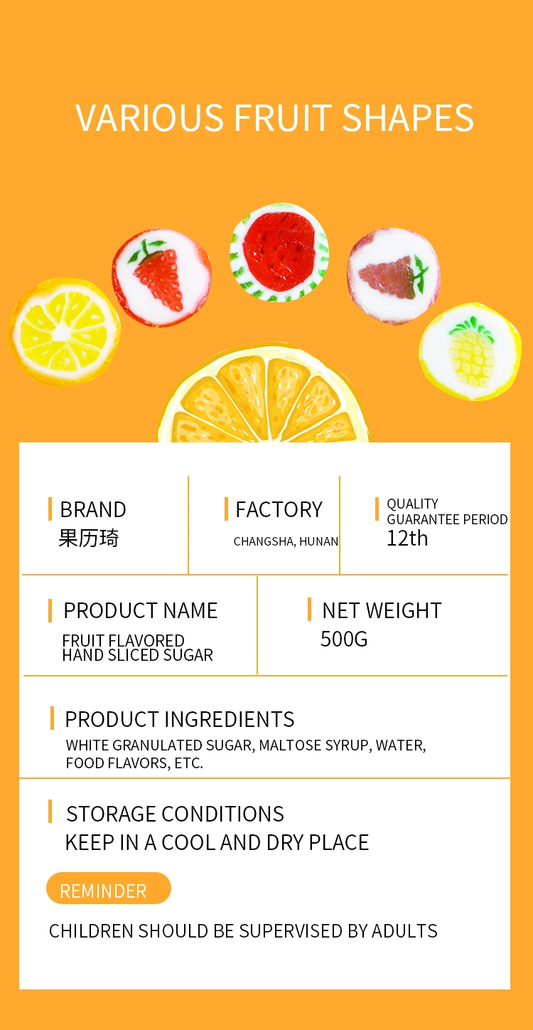 500g Various Fruit Shapes and Flavors Sliced Hard Candy