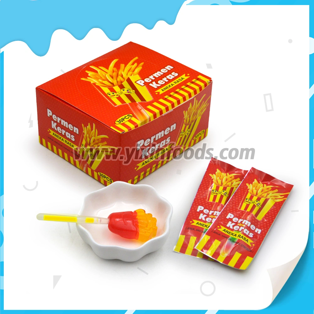 French Fries Shaped Lollipop Hard Candy with Glowing Stick